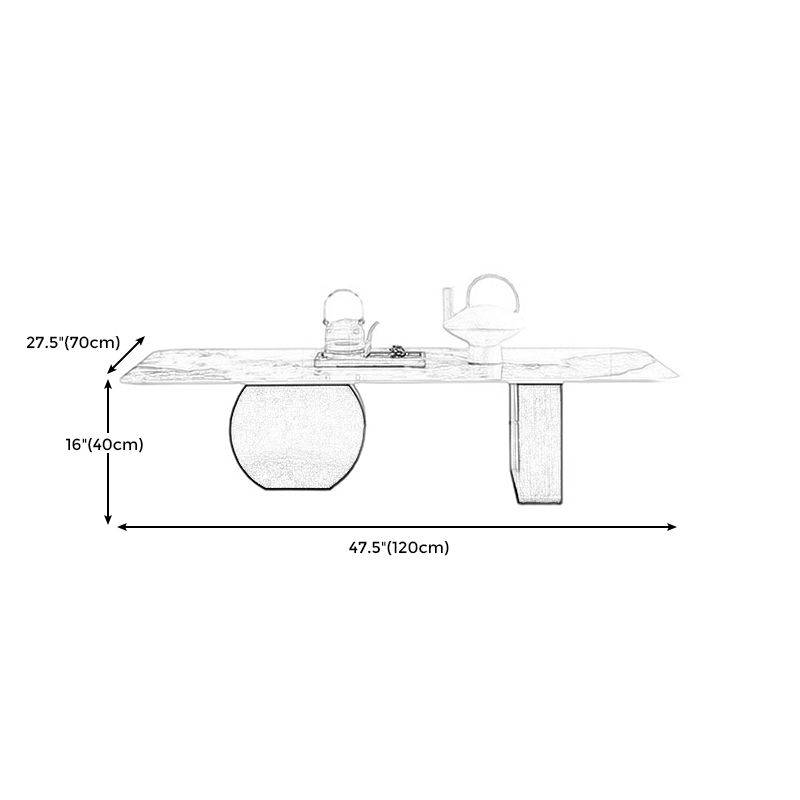 Marble  White Rectangular Coffee Table Modern Round Cocktail Table
