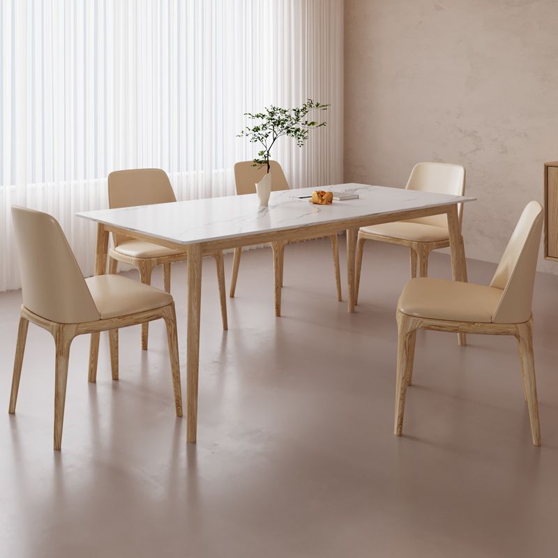 Rectangle Dining Table Set 1/2/6/7/9 Pieces Modern Sintered Stone Table Armless Chairs