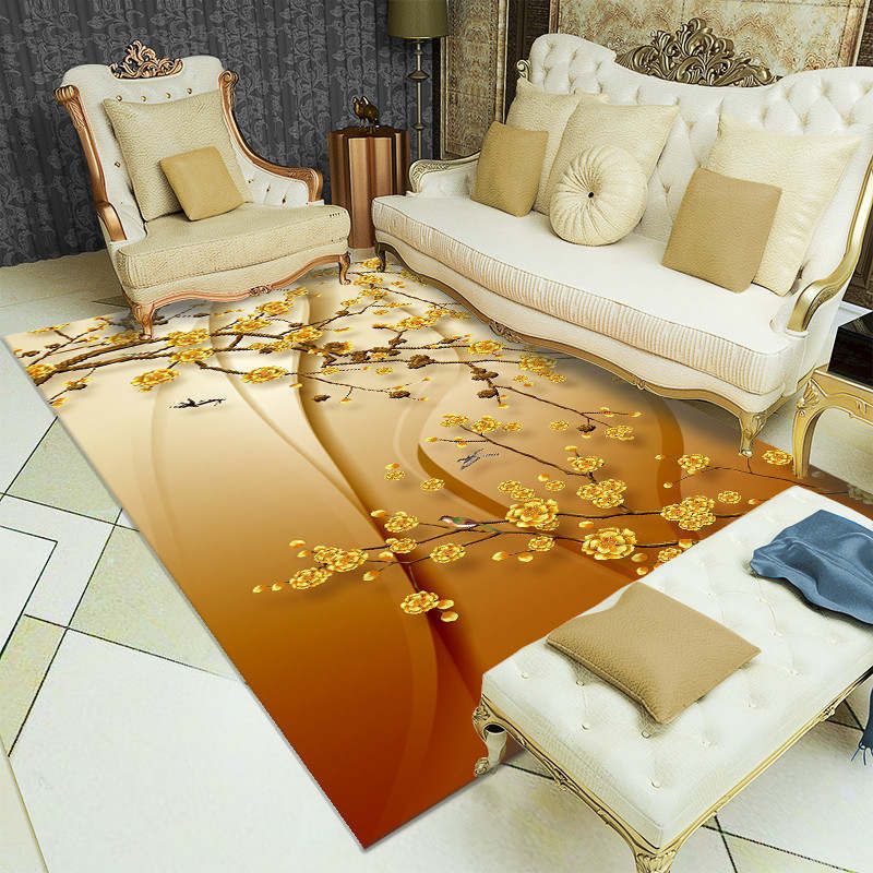 Funky polyester tapijt Modern Plant Print Area Tapijt Woonkamer Tapijt met niet-slipachter