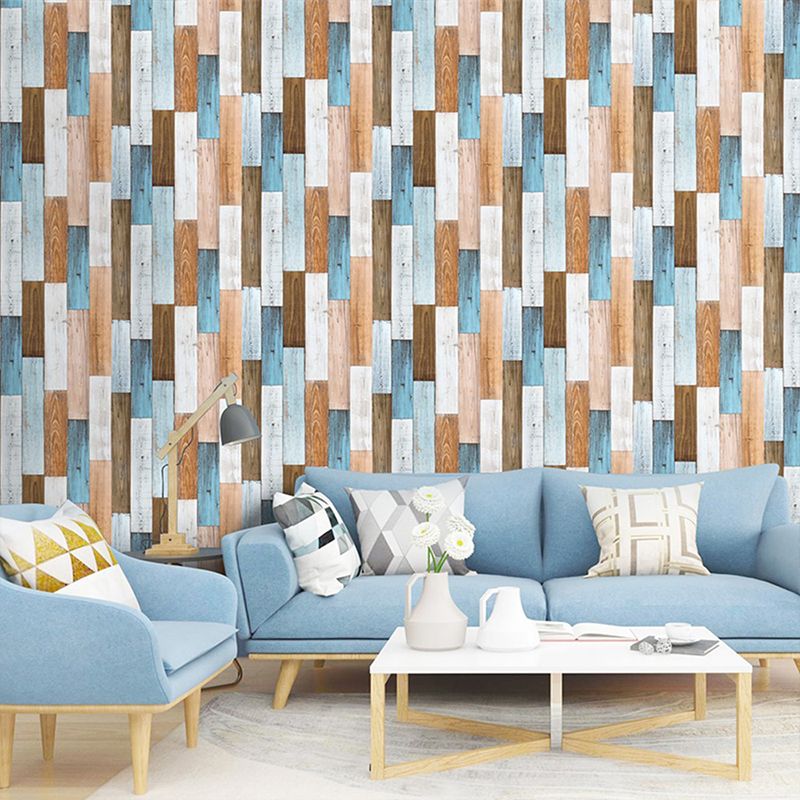 Colorful Repurposed Wood Wallpaper Apartment Construction Adhesive Wall Decor, 19.5' x 17.5"
