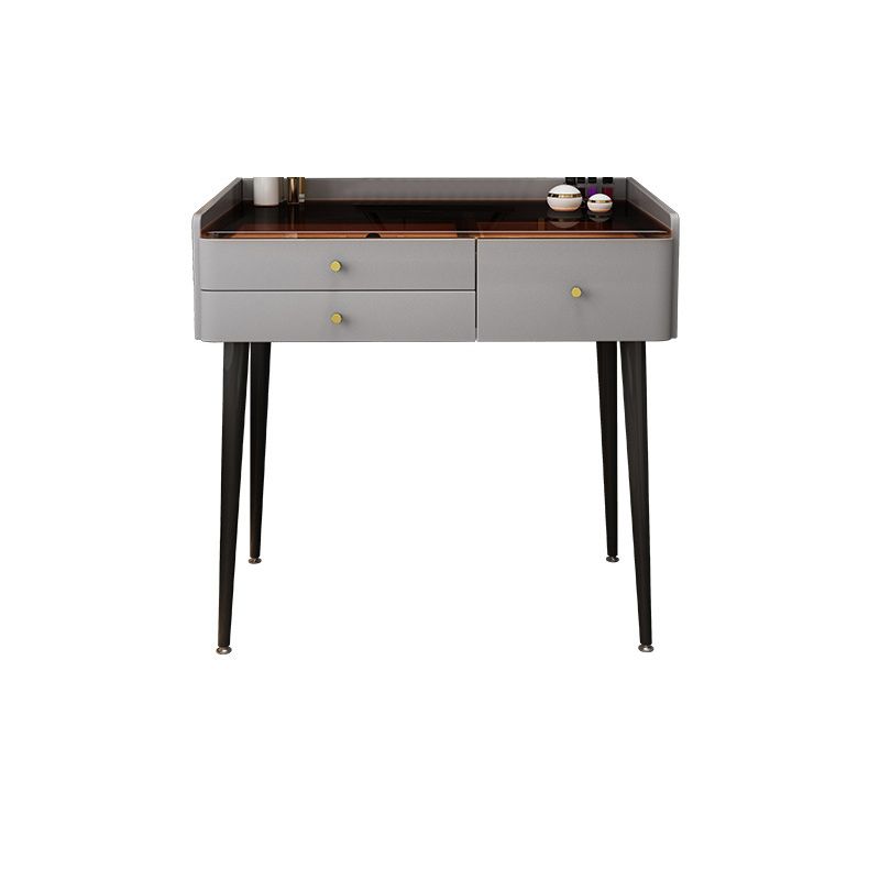 2 Pieces Vanity Set Glass Top Make-up Vanity Table Set in Gray
