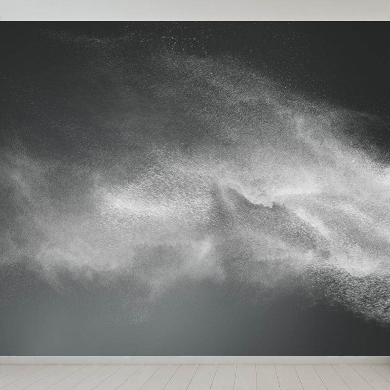 Abstract Powder Blast Mural Decal Contemporary Smooth Wall Art in Dark Color for Home