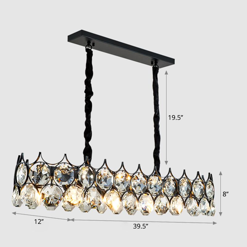 Beveled Cut Crystal Bead Hanging Lamp Postmodern Style Chandelier Pendant Light for Living Room