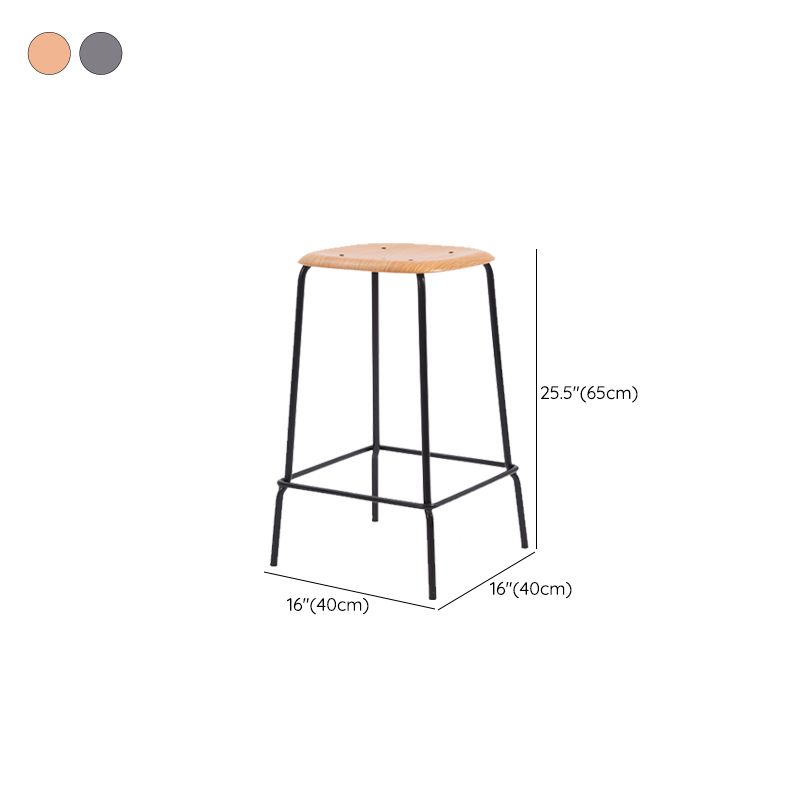 Solid Wood Counter & Bar Stools Modern Indoor Stools with Metal Base