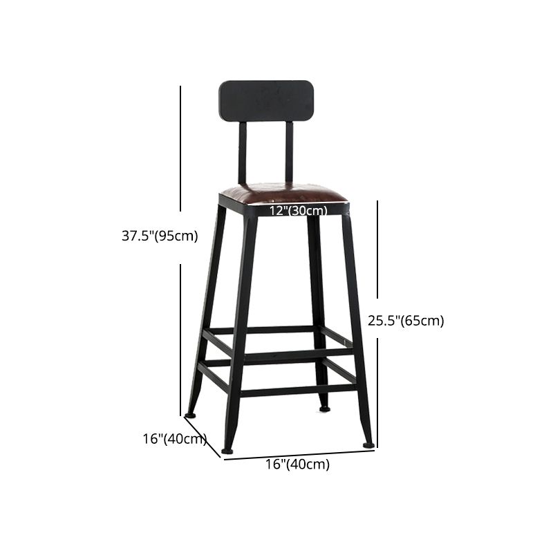 Industrial Footrest Armless Barstool Leather Stackable Coffee Shop Stool