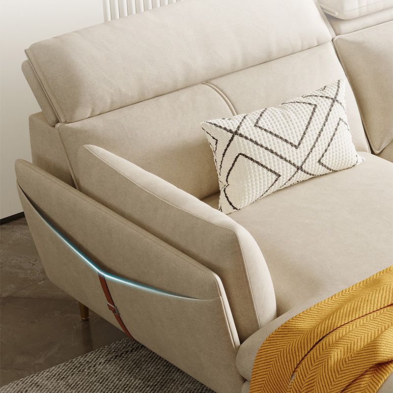 Cream Faux Leather Sofa/Sectional with Storage Bag Adjustable Sofa for Living Room