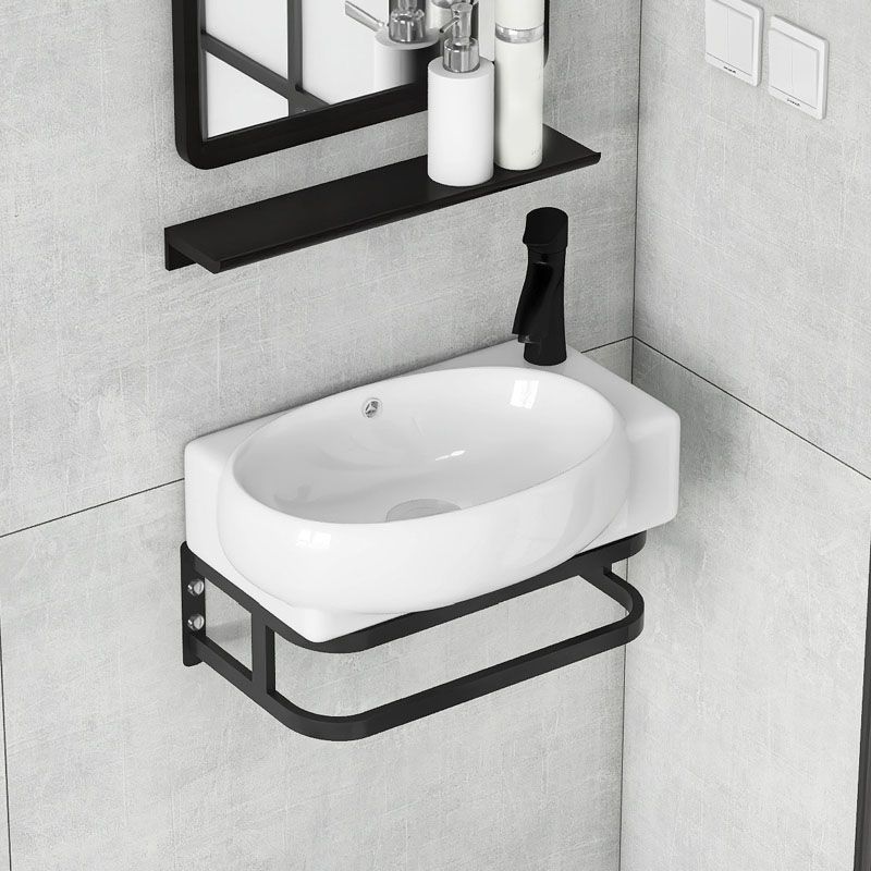 Contemporary Bathroom Sink with Pop-Up Drain Resin Specialty Wall Mount Bathroom Sink