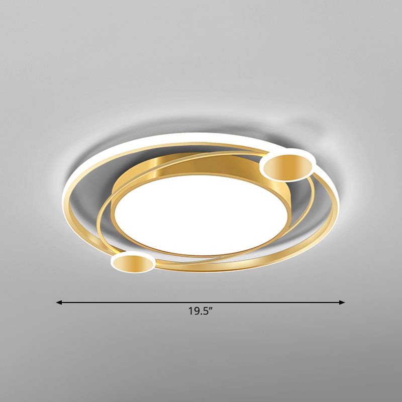 Nordic Flush Mount Lighting Gold Finish Round Ceiling Fixture with Acrylic Shade