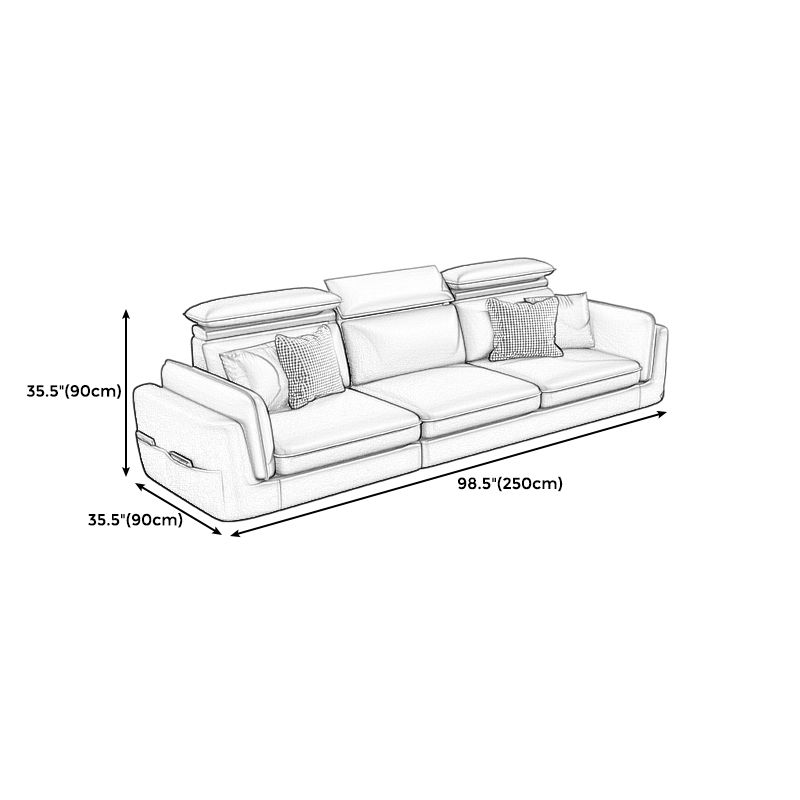 Faux Leather Square Arm Sofa/Sectional with Pillowed Back Cushions, Stain Resistan