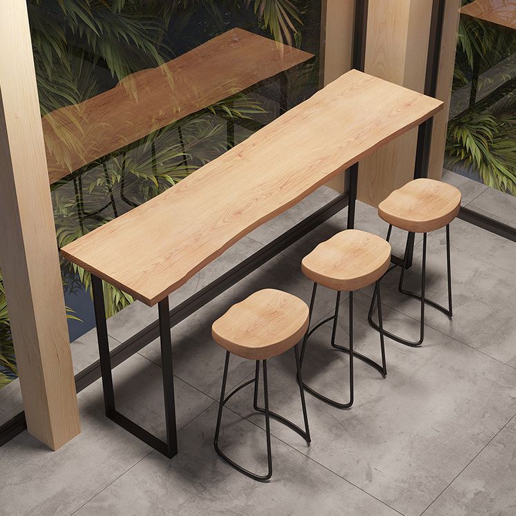 Modern Rectangular Bar Table Set 1/4 Pieces Wooden Counter Table with Backless Stools