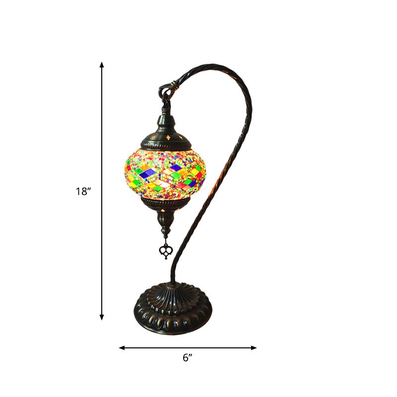 Tavolo da letto a braccio curvo leggero vetro arte arte retrò singola lampadina bianca/gialla/arancione comodini