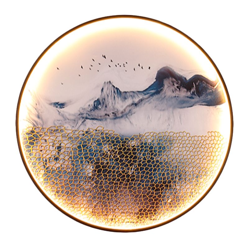 Blue Foggy Mountain Wall Mural Light Asia Aluminum LED Wall Mounted Lighting for Living Room Decoration