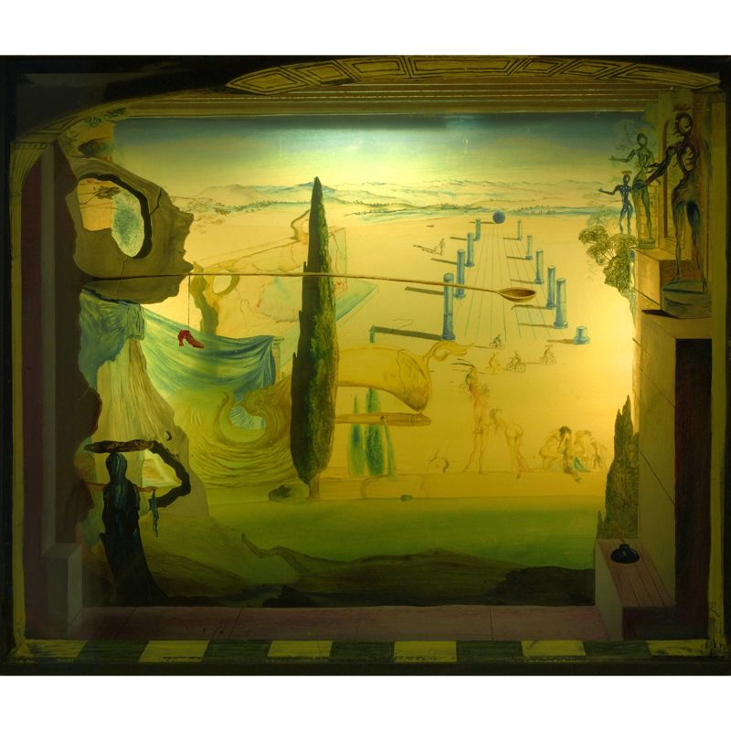 Surrealist Dali Artwork Mural Green Plaza View from Window Wall Decoration for Home