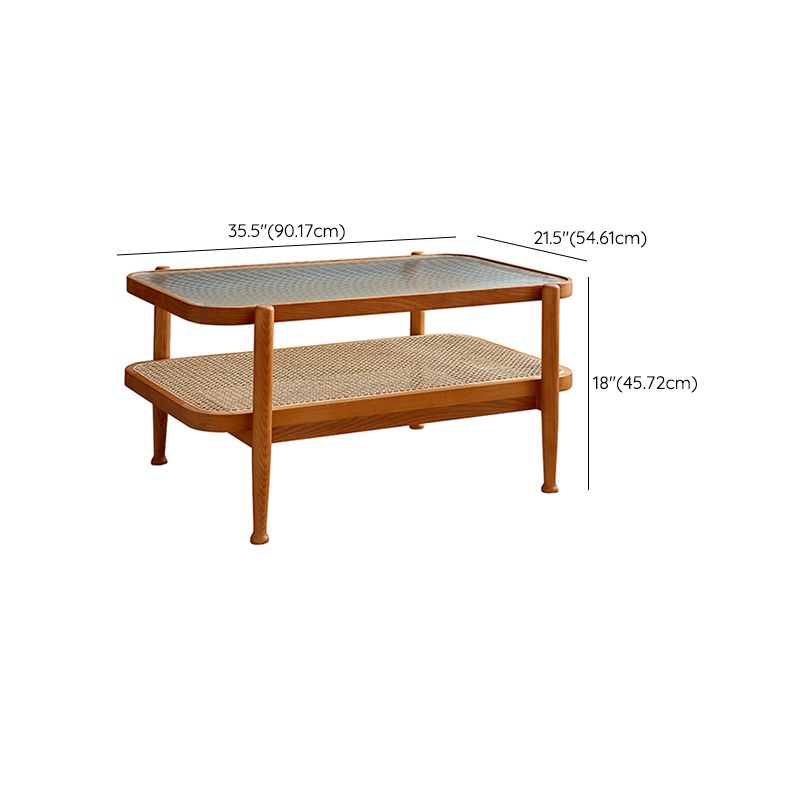 4 Legs Tropical Glass Coffee Table No Distressing Bunching Tables with Shelf