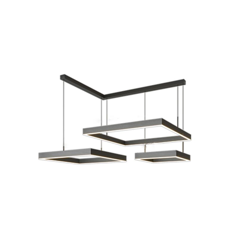 Square Shape Chandelier Lights Contemporary Metal Chandelier Lighting Fixtures in Black