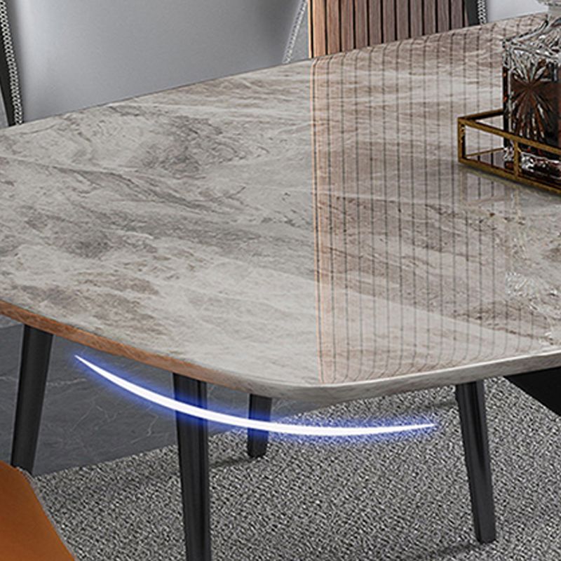 Industrial Style Sintered Stone Table Rectangle Table with Metal Legs for Home