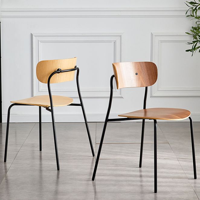 Silla de comedor interior y exterior moderna de metal, silla lateral de comedor con respaldo abierto sin brazos