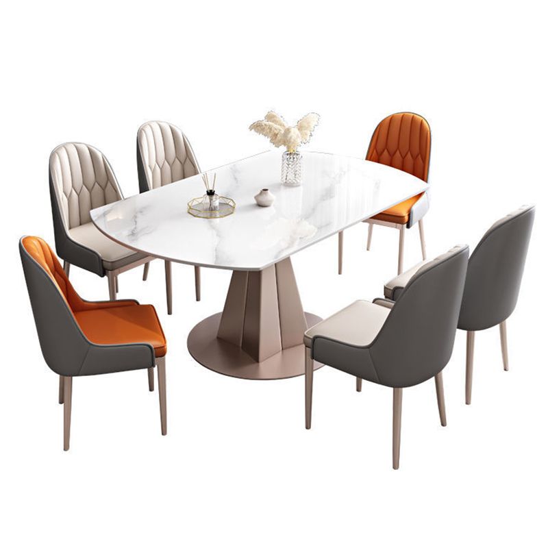 Convertible Furniture Glam Pedestal Dining Table for Kitchen