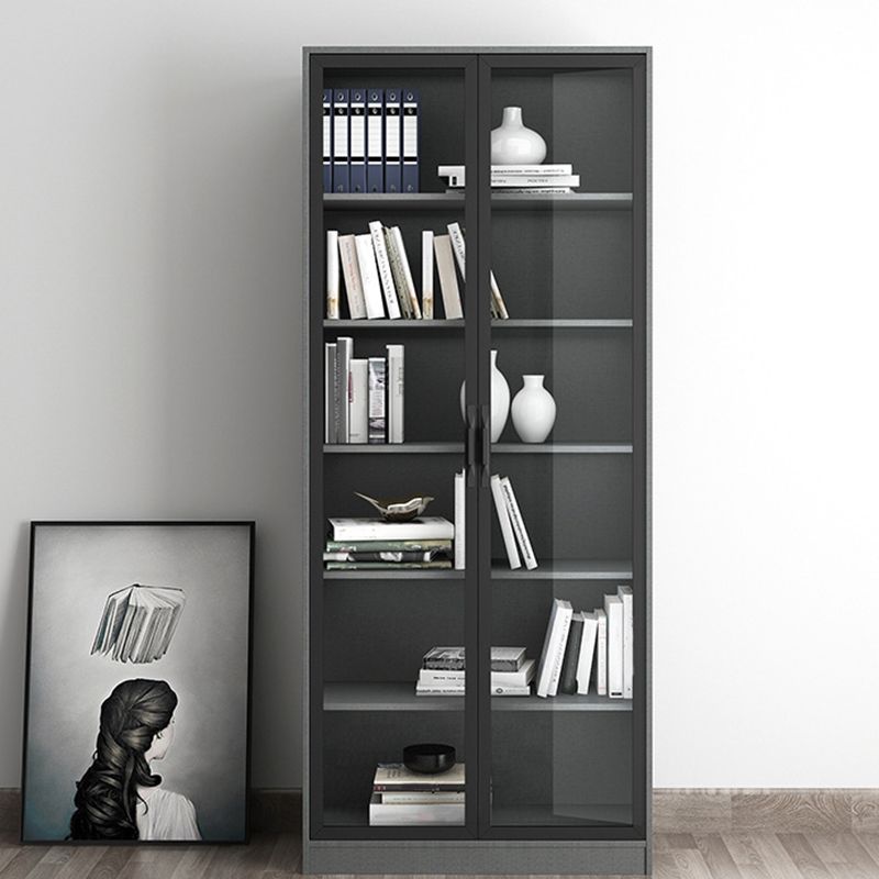 Contemporary Bookcase Closed Back Vertical Bookshelf with Doors