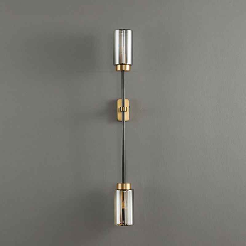 Noordse buisvormige wand sconce verlichting glazen slaapkamer wandlicht sconce in rookgrijs