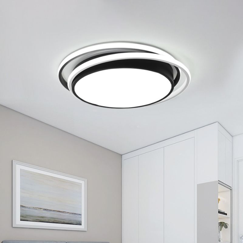 Black Square/Round/Rectangle Ceiling Flush Modern LED Acrylic Flushmount Lighting in Warm/White Light for Bedroom