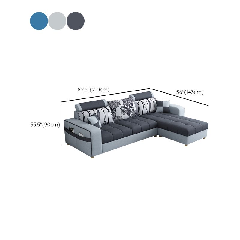 82.67"Long Square Arms Sofa for Living Room Contemporary with Sewn Pillow Back
