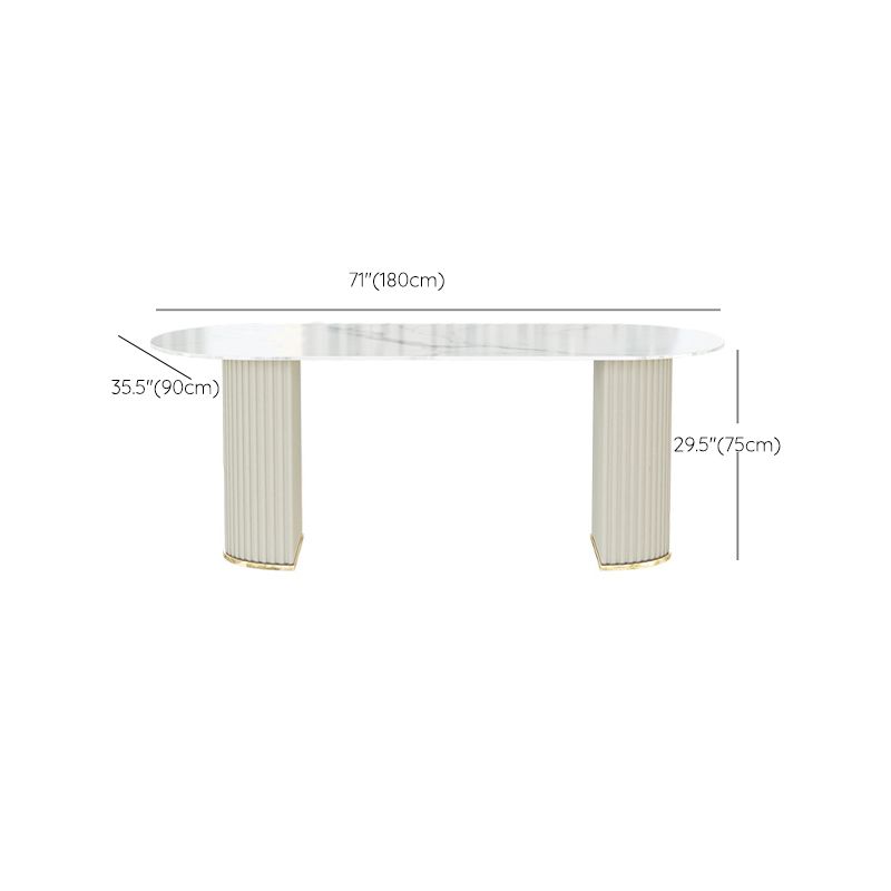 Modern Double Pedestal Dining Table Stone Table for Dining Room Kitchen