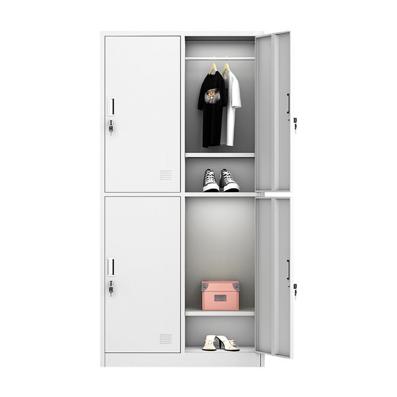 Contemporary Style Metal Wardrobe White Colour Soft Close Doors Wardrobe Closet