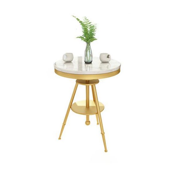 Glam 1/2/3/4/5 Pièces Ensemble de table à manger blanc-gold avec ensemble de dinette ronde en pierre