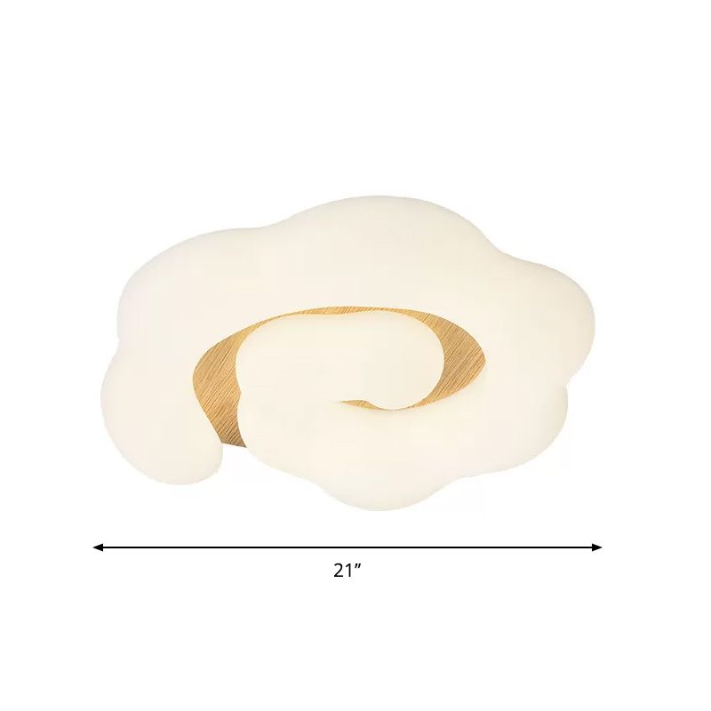 Wood Cloud Ceiling Light Fixture Nordic LED Plastic Flush Mount Lighting for Children Bedroom