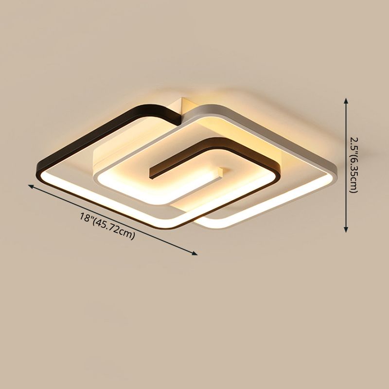 Modern Style Square Flush Mount Ceiling Lights Aluminum Black Led Semi Flush Ceiling Lights