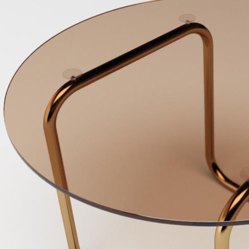 Contemporary Round Glass Top Cocktail Table with Sled Steel Base