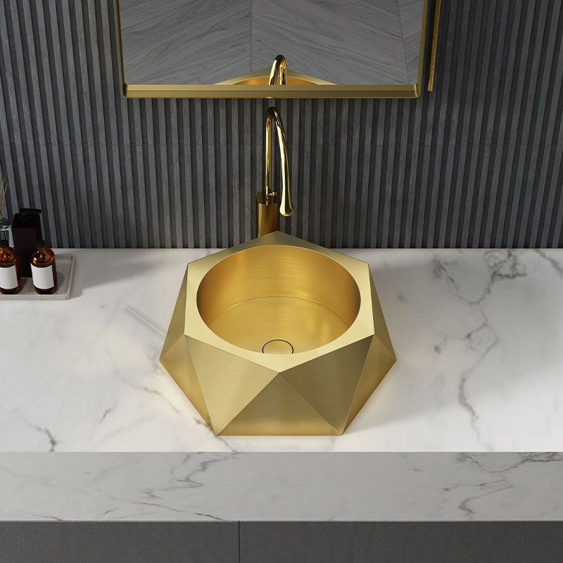 Modern Vessel Sink Metal Specialty with Pop-Up Drain Vessel Lavatory Sink