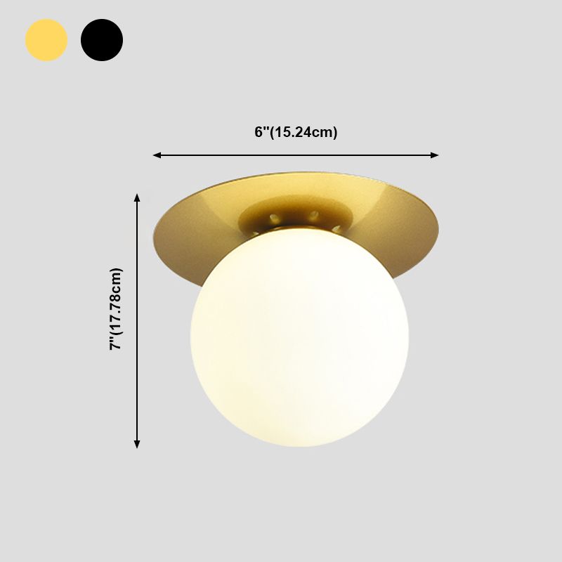 Modern Concise Globe Flush Mount Lacquered Iron Ceiling Light with Glass Shade
