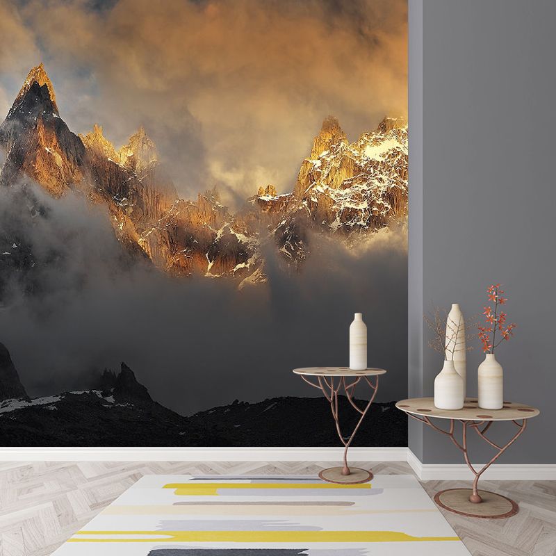 Photography Smoggy Mountains Mural Huge Wall Covering for Accent Wall, Made to Measure