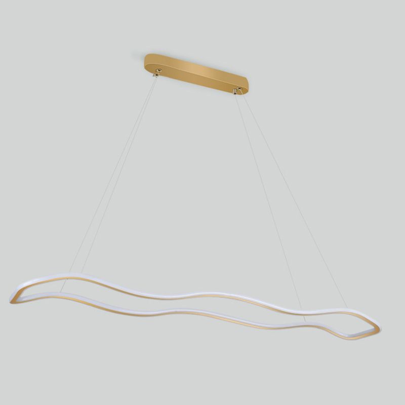 Metal Wavy Island Pendant Light Modern Style LED Island Lighting Fixture for Dinning Room