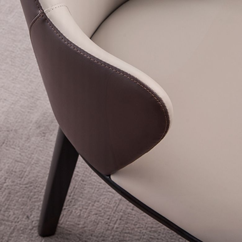 Faux Leather Dining Chairs Wingback Side Chair with Metal Base