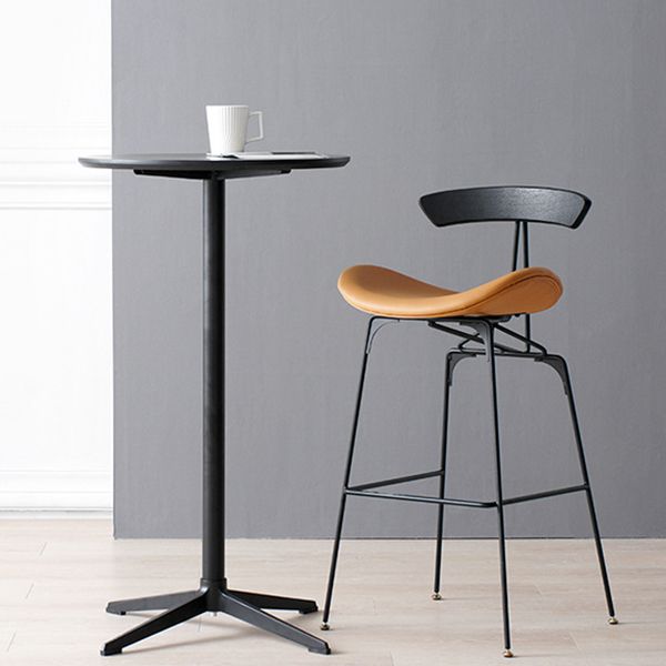 Contemporary Armless Counter Stool Faux Leather Low Back Bar Stool for Indoor