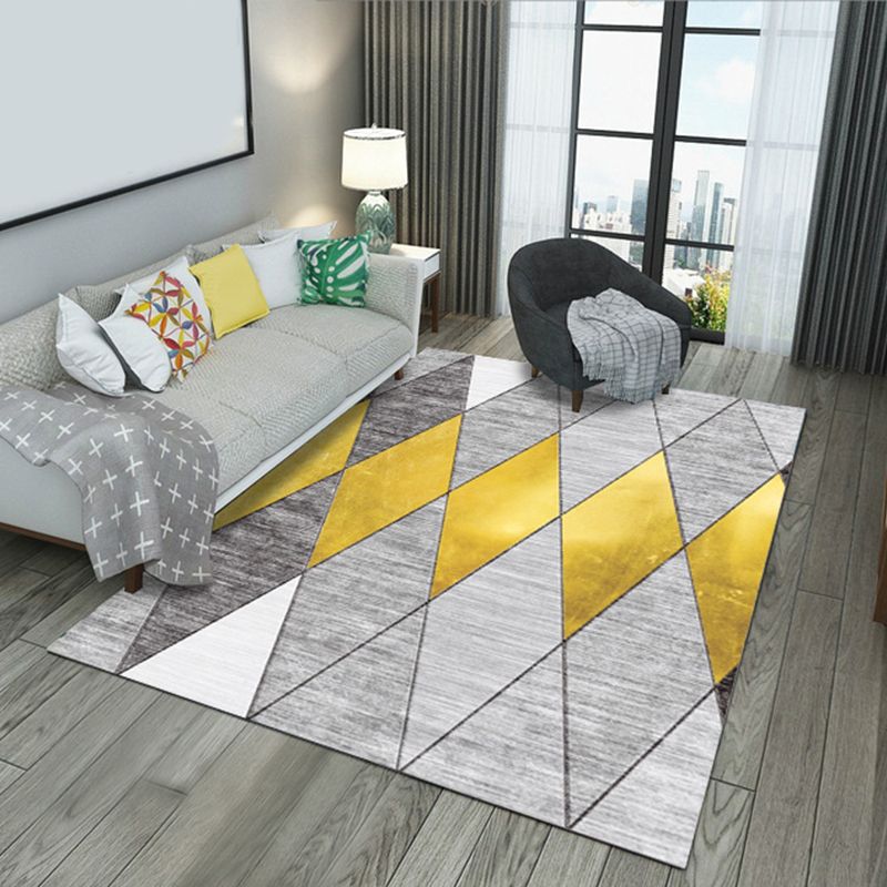 Fashion Multi Color Geometric Rug Synthetics Nordic Area Carpet Pet Friendly Non-Slip Backing Machine Washable Rug for Lounge