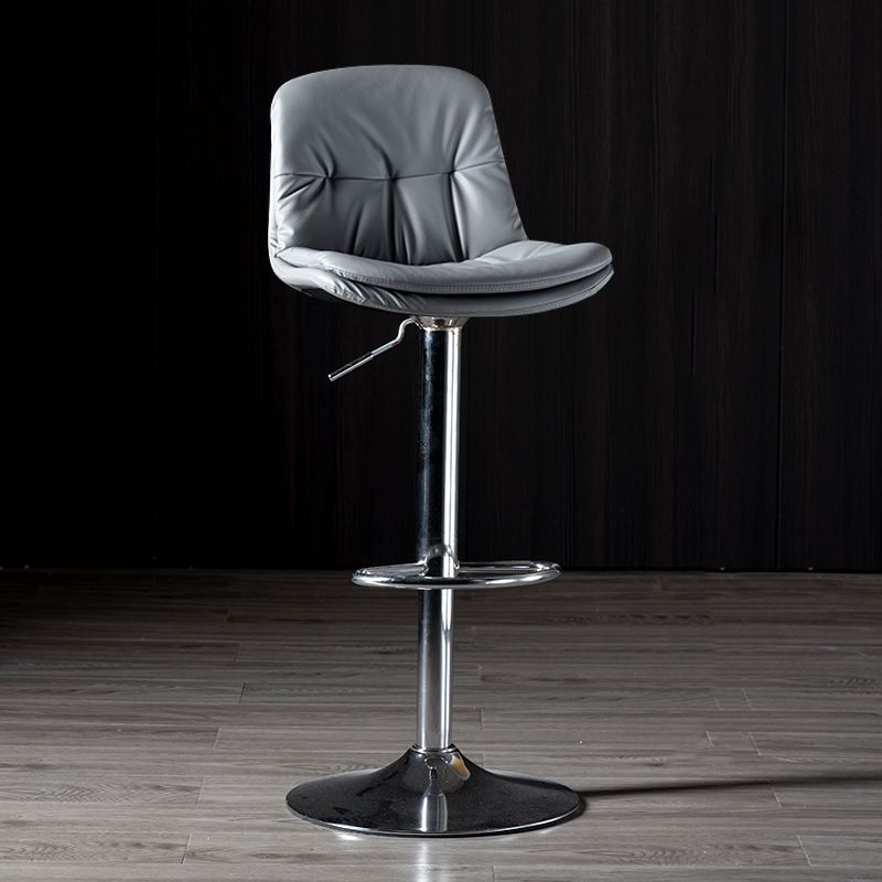 Iron Footrest Bar Stool Low Back Indoor Modern Adjustable Counter-height Stool