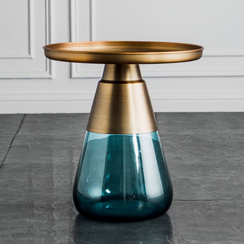 16.5"/20.4" Tall Glass Pedestal Metal Round Tray Top Coffee Table