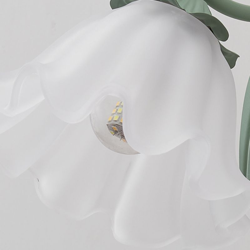 Iron and Glass Wall Light Fixture in Green & White 1 / 2 - Light Wall Sconce