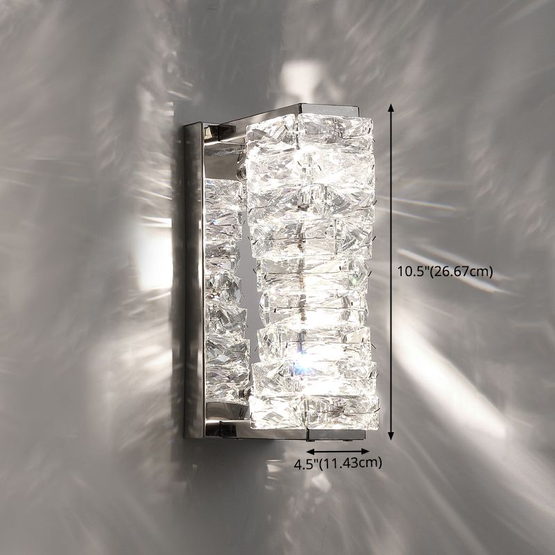 Lámpara de pared de acero inoxidable de pared LED rectangular moderna de lujo con sombra de cristal