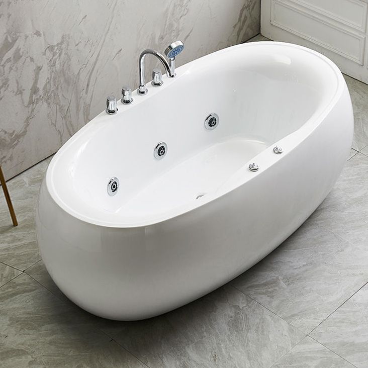 Freestanding Bath Acrylic Soaking White Heater Included Bathtub