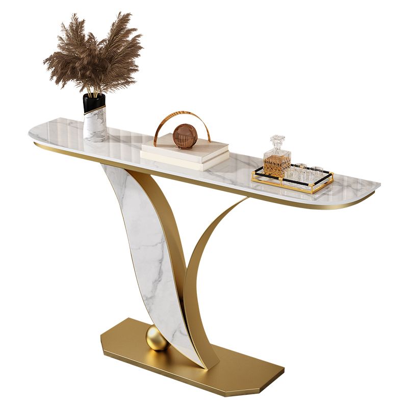Glam Slate Half Moon Console Table Stain Resistant Scratch Resistant Sofa Table