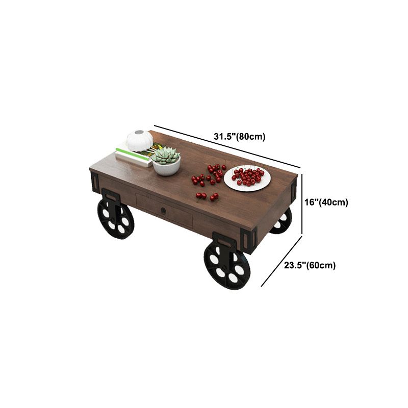 Modern Abstract Wooden Coffee Table Rectangular Top Shape Cocktail Table