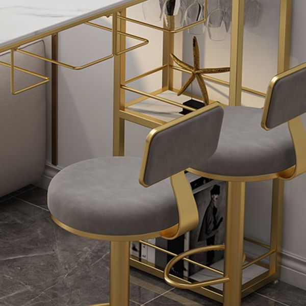 Modern 1/3 Pieces Bar Table Set Stone Counter Table with Rotatable Stools for Living Room