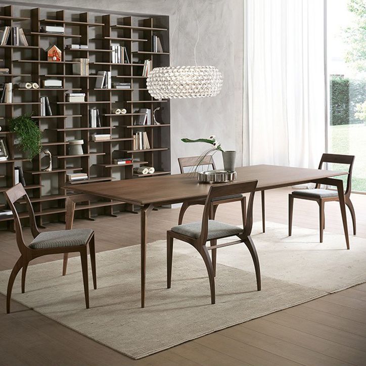 Modern Rectangular Dark Brown Wooden Dining Table with 4 Foot