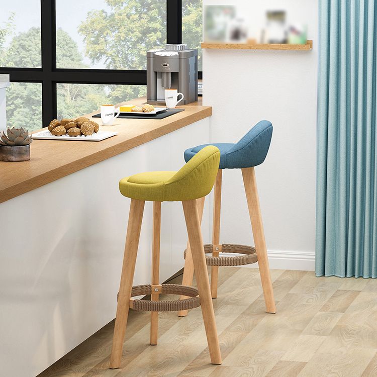 Scandinavian Upholstered Footrest Barstool Matte Finish Wood Bristol Stool