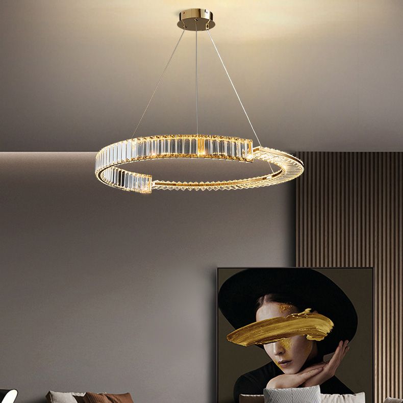 Moderne stijl helder kristal plafond hanger lichtring hangende verlichtingsarmaturen